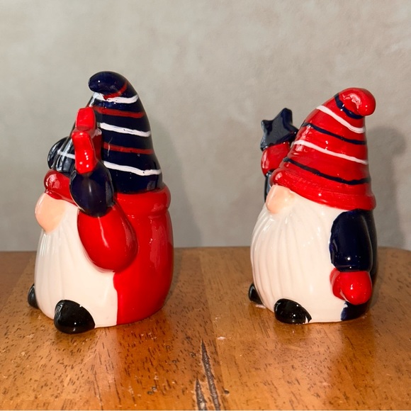 TAG Patriotic Gnomes Red White & Blue Ceramic Salt & Pepper Shakers BRAND NEW! - Picture 5 of 6